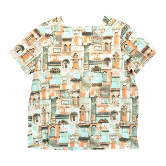 Coral Bay Womens 1X Plus‎ T-Shirt Top Orange Tan Short Sleeve Poly Cotton - Picture 2 of 4